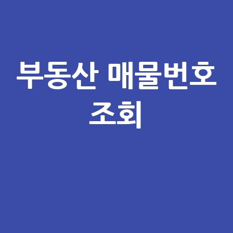 부동산 매물번호 조회로 쉽게 매물 확인하는 법