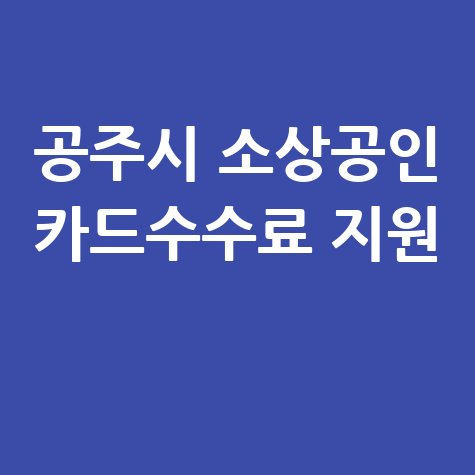 공주시 소상공인카드수수료 최대 60만 원 지원 신청방법