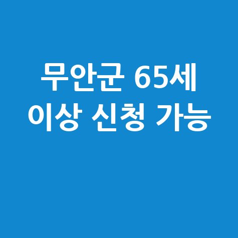 무안군 2026년 노인일자리 신청방법 자격 대상