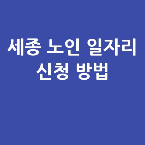 2026 세종일자리 노인 일자리 어르신 신청방법