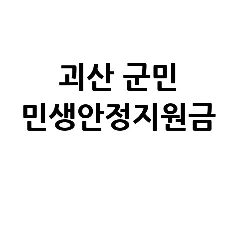 충북 괴산 2026년 군민 민생안정지원금 신청방법