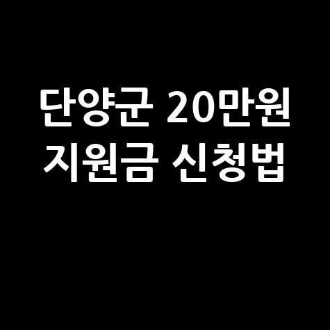 단양군, 전 군민 대상 20만원 민생안정지원금 신청방법