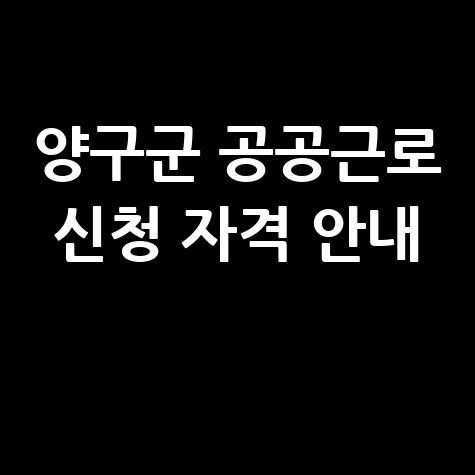 양구군 2026년 상반기 직접일자리 공공근로 신청방법 자격 대상