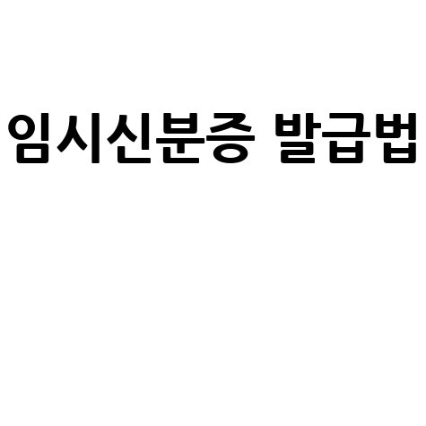 임시신분증 발급 절차 및 신청 방법 총정리