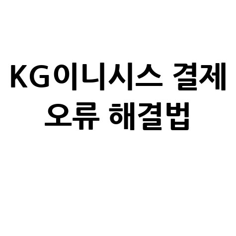 KG이니시스 결제 오류 해결법 안내
