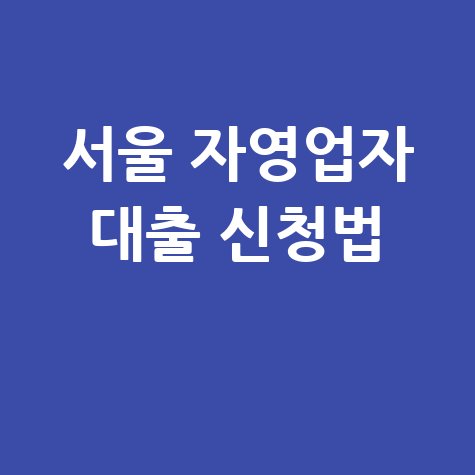 서울시 자영업자 안심통장 대출 신청법
