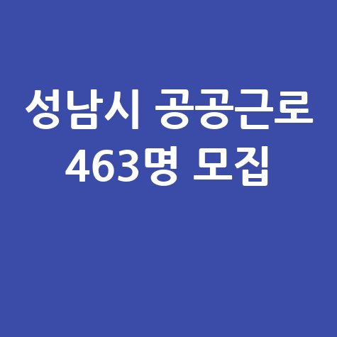 성남시 공공근로 463명 모집 신청