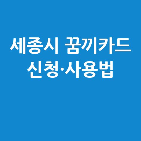 세종시 청소년 꿈끼카드 신청 및 사용법