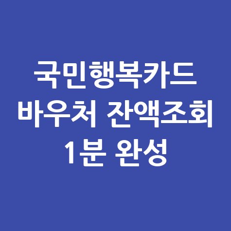 국민행복카드 바우처 잔액조회, 초간단 확인 방법 정리