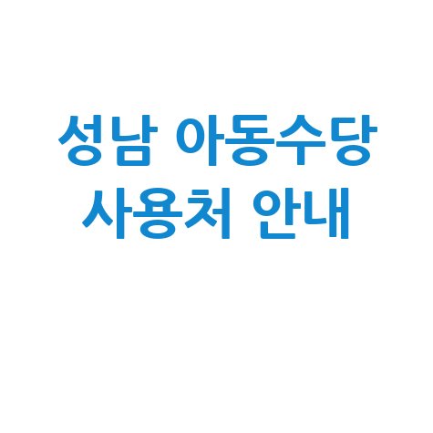 성남시 아동수당 사용처 완벽 정리