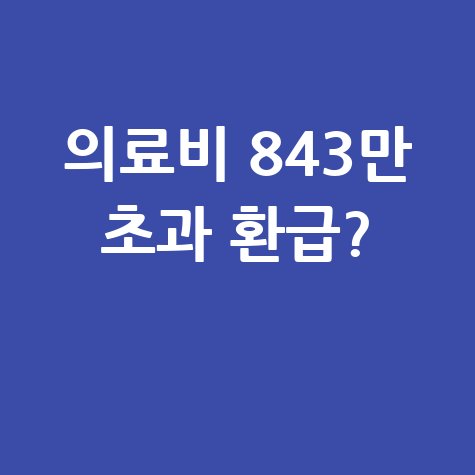 의료비 843만원 초과 시 환급 방법