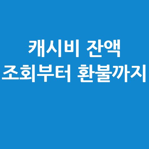 캐시비 잔액조회부터 환불까지 한 번에 끝내는 방법