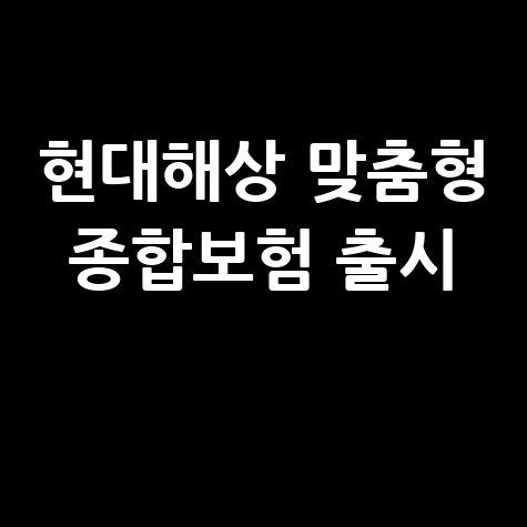 현대해상 인생의품격종합보험 출시 안내