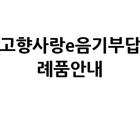 고향사랑e음 기부·답례품·사용법 총정리