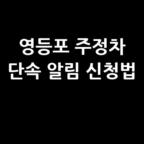 영등포구 주정차단속 문자 알림 서비스 신청방법
